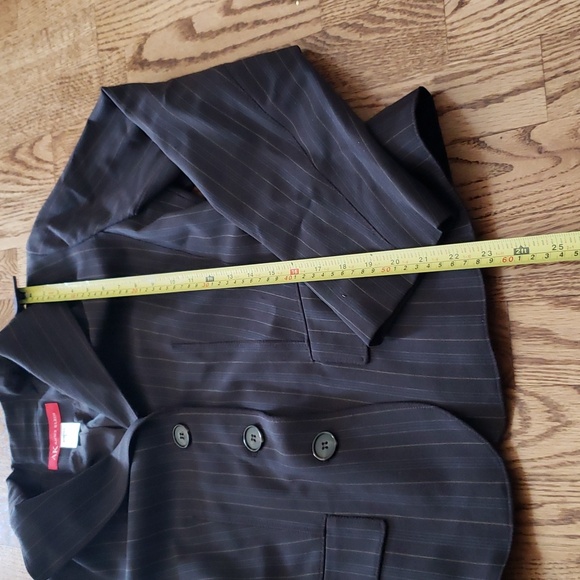 (8) Anne Klein AK Stretch Pinstriped Blazer Padded Shoulders Business Formal - Picture 5 of 8